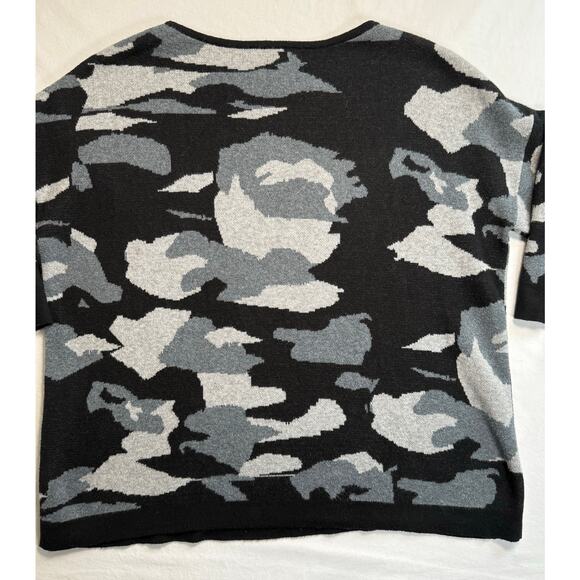 Kinross Cashmere Sweater‎ Womens Medium Boxy Black Gray White Pullover - Picture 5 of 9